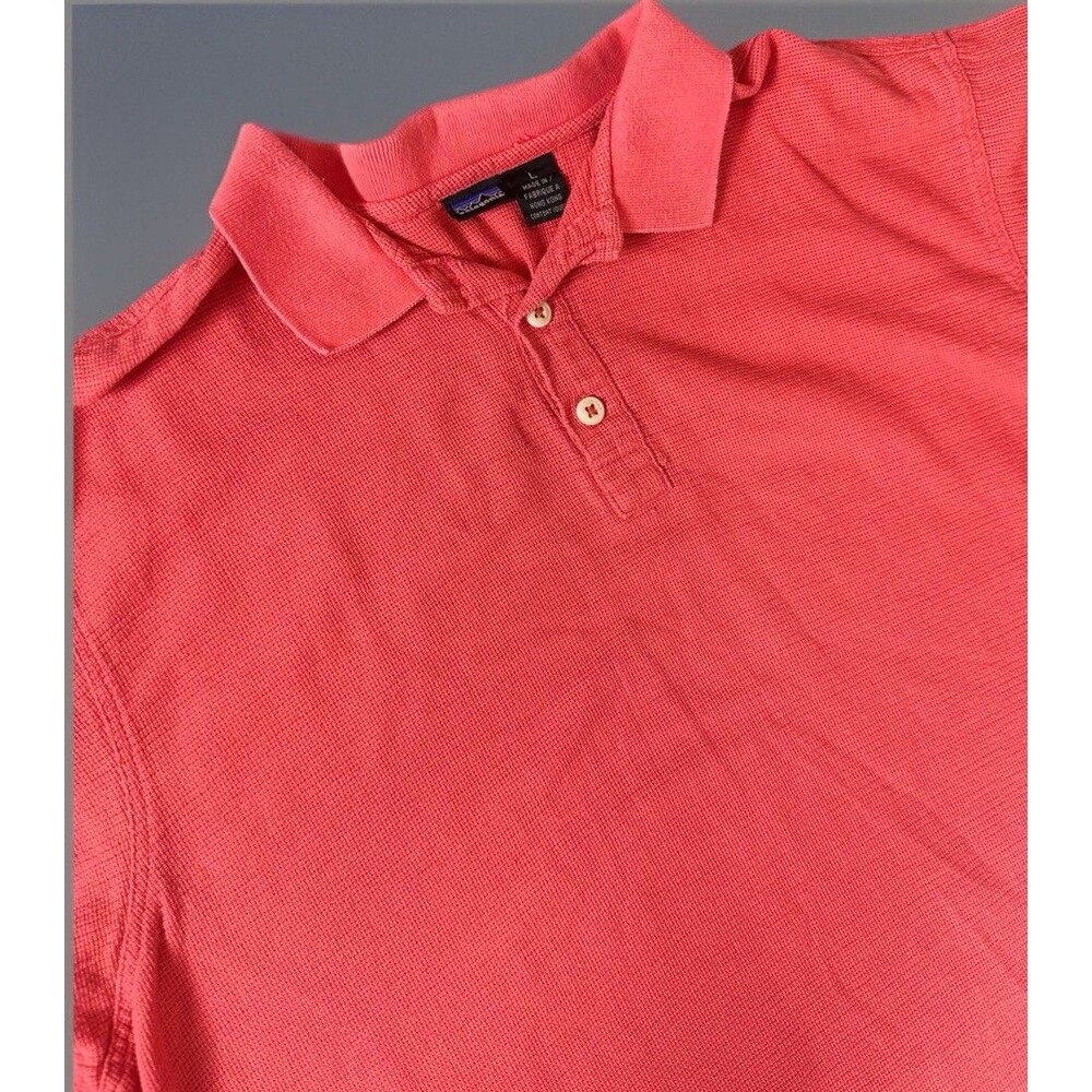 Patagonia Polo Shirt Mens Large Made in Hong Kong Short Sleeve Coral Red VTG